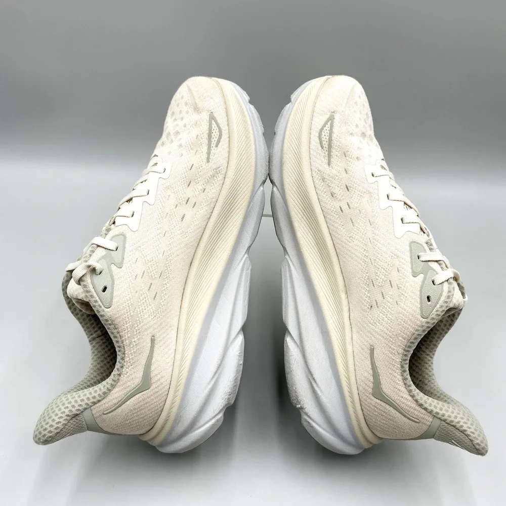 Hoka Clifton 9 Mens 9D Road Running Shoes Oat Milk Barley Chunky Sneaker Gym